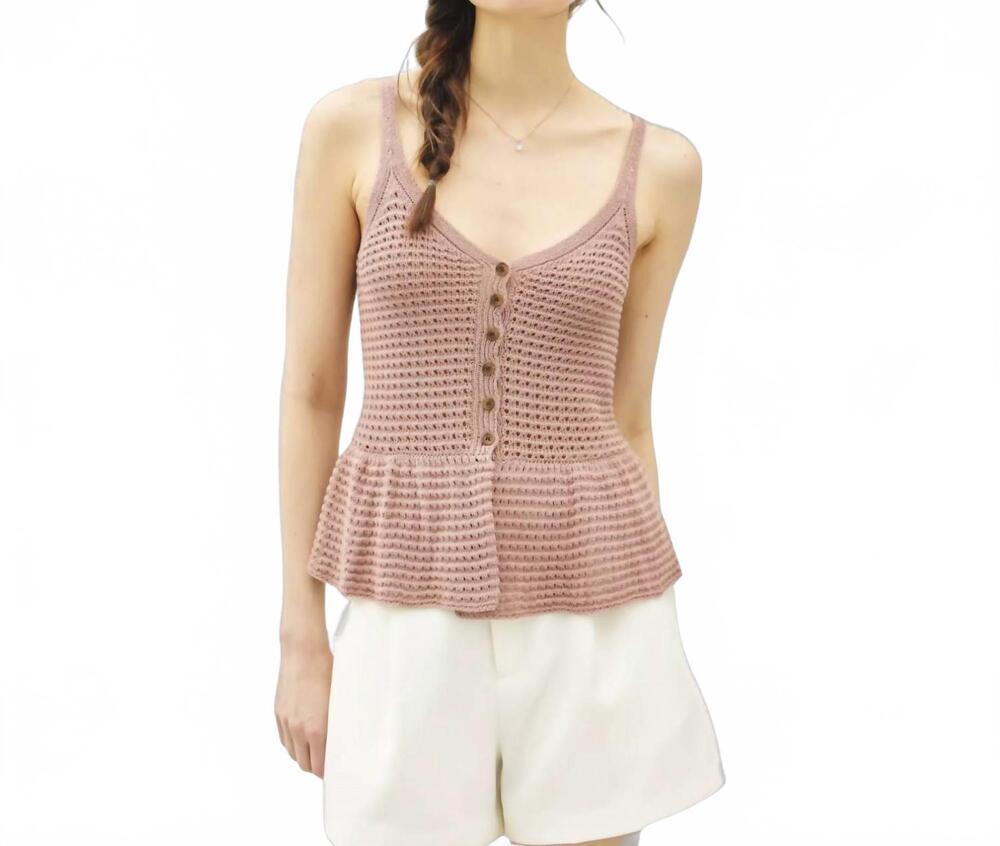 NEW BE COOL buttoned bloom sweater in mauve